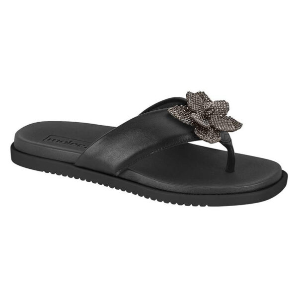 Chinelo Rasteira Feminina Flor Strass Moleca